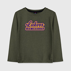 Лонгслив хлопковый детский Basketball LA Lakers, цвет: меланж-хаки