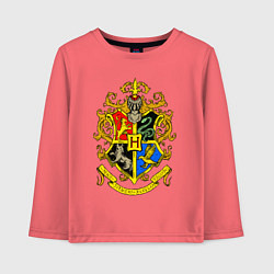 Лонгслив хлопковый детский Хогвартс - герб, цвет: коралловый