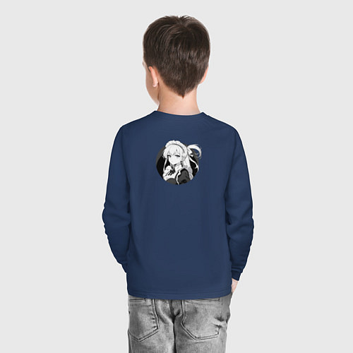 Детский лонгслив Ретро горничная служанка / Тёмно-синий – фото 4