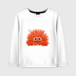 Лонгслив хлопковый детский Fluffy monster orange, цвет: белый