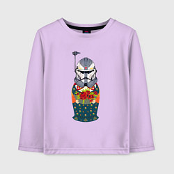 Лонгслив хлопковый детский Матрешка шлем штурмовика, цвет: лаванда