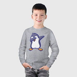 Лонгслив хлопковый детский Dab penguin, цвет: меланж — фото 2