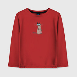 Лонгслив хлопковый детский Kitten, цвет: красный