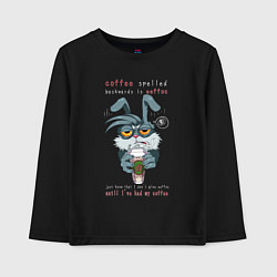 Лонгслив хлопковый детский Уставший кролик, цвет: черный