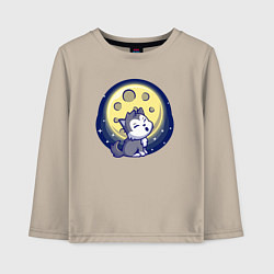 Лонгслив хлопковый детский Moon wolf, цвет: миндальный