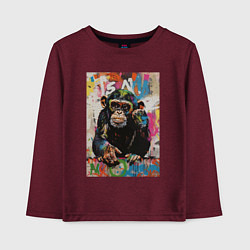 Лонгслив хлопковый детский Monkey color, цвет: меланж-бордовый