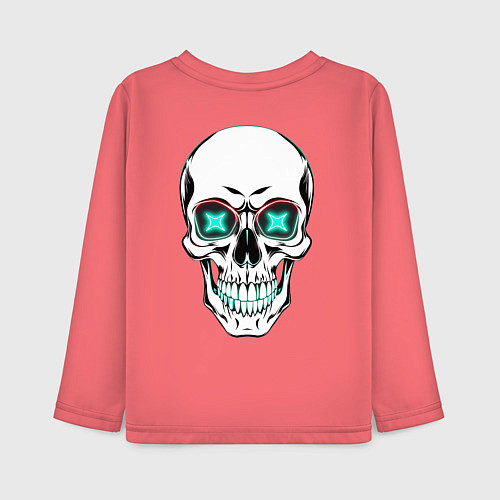 Детский лонгслив Череп хэллоуин / Коралловый – фото 2