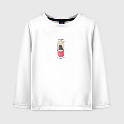 Лонгслив хлопковый детский Лучшее лекарство - кот психолог, цвет: белый