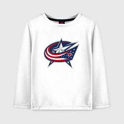 Лонгслив хлопковый детский Columbus blue jackets - hockey team - emblem, цвет: белый