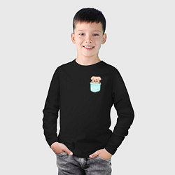 Лонгслив хлопковый детский PuppyM in pocket, цвет: черный — фото 2
