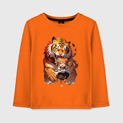 Лонгслив хлопковый детский Дева в тени тигра, цвет: оранжевый