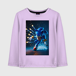 Лонгслив хлопковый детский Соник убегает от ракет, цвет: лаванда