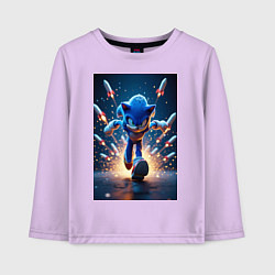 Лонгслив хлопковый детский Соник убегает от ракет, цвет: лаванда