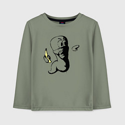 Лонгслив хлопковый детский Червяк с бананом, цвет: авокадо