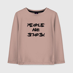 Лонгслив хлопковый детский Depeche Mode - people are people font, цвет: пыльно-розовый