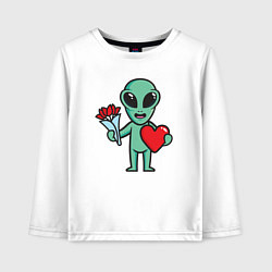Лонгслив хлопковый детский Влюблённый инопланетянин, цвет: белый