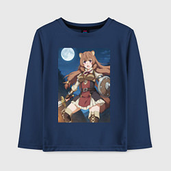 Лонгслив хлопковый детский Рафталия сражается в ночи, цвет: тёмно-синий