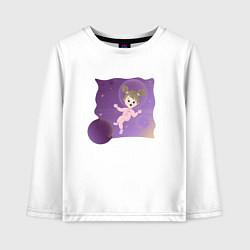 Лонгслив хлопковый детский Девочка в космосе, цвет: белый