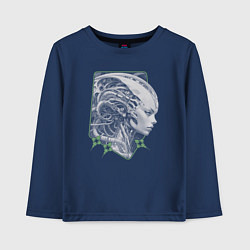 Лонгслив хлопковый детский Внеземная кибер-девушка, цвет: тёмно-синий