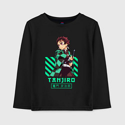 Лонгслив хлопковый детский Клинок рассекающий демонов Tanjiro, цвет: черный