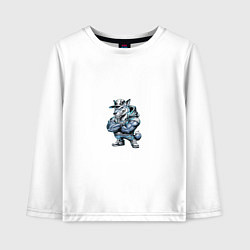 Лонгслив хлопковый детский Мультяшный хищник, цвет: белый