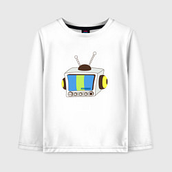 Лонгслив хлопковый детский Television, цвет: белый