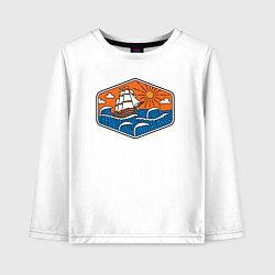 Лонгслив хлопковый детский Кораблик в океане, цвет: белый