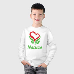 Лонгслив хлопковый детский Любовь природы, цвет: белый — фото 2