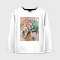 Лонгслив хлопковый детский Пастельная тропическая абстракция, цвет: белый