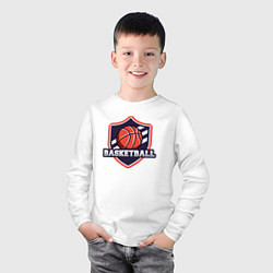 Лонгслив хлопковый детский Basketball sport, цвет: белый — фото 2