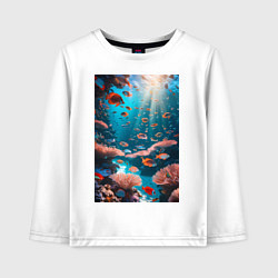 Детский лонгслив Подводный коралловый риф с рыбками