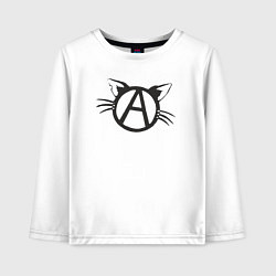 Лонгслив хлопковый детский Cat anarchy, цвет: белый