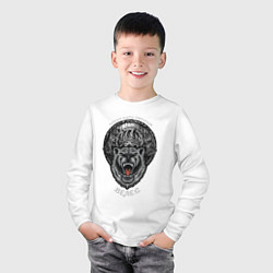 Лонгслив хлопковый детский Время быть сильным - Велес медведь, цвет: белый — фото 2
