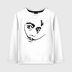 Лонгслив хлопковый детский Известный силуэт Сальвадора Дали, цвет: белый