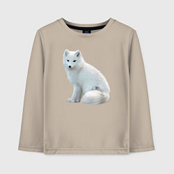 Лонгслив хлопковый детский Белая северная лиса, цвет: миндальный