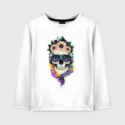 Детский лонгслив The skull in flowers