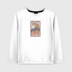 Лонгслив хлопковый детский Таро карта со скелетом и глаз, цвет: белый