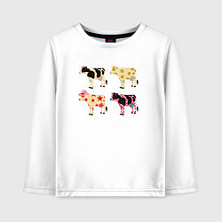 Лонгслив хлопковый детский Милые коровы поп-арт, цвет: белый