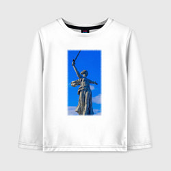 Лонгслив хлопковый детский Родина мать статуя, цвет: белый