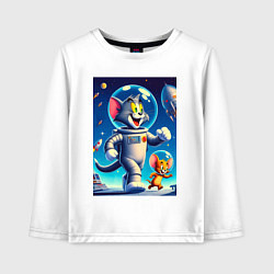 Лонгслив хлопковый детский Космонавты Том и Джерри, цвет: белый