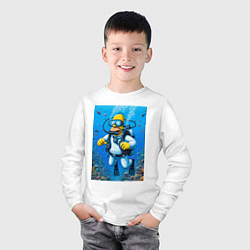 Лонгслив хлопковый детский Homer diving - ai art fantasy, цвет: белый — фото 2