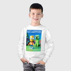 Лонгслив хлопковый детский Bart and Creeper - collaboration ai art, цвет: белый — фото 2