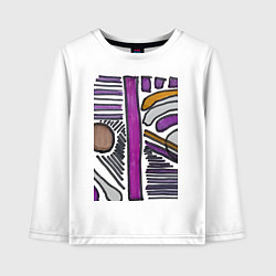 Лонгслив хлопковый детский Фиолетовая композиция, цвет: белый