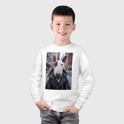 Лонгслив хлопковый детский Булли на своём районе - нейроарт, цвет: белый — фото 2