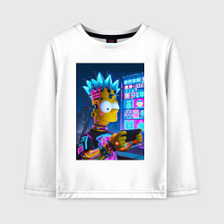 Лонгслив хлопковый детский Bart Simpson is a gamer - ai art, цвет: белый