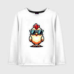 Лонгслив хлопковый детский Крутая цыпа в очках, цвет: белый