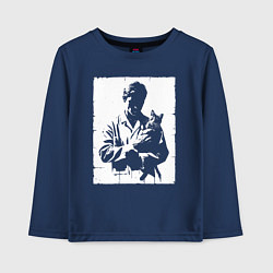 Лонгслив хлопковый детский Ветеринар с котом, цвет: тёмно-синий