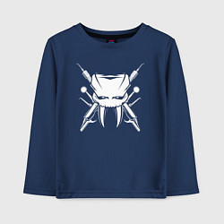 Лонгслив хлопковый детский Зуб с клыками киберпанк, цвет: тёмно-синий
