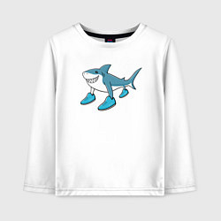 Лонгслив хлопковый детский Тралалеро тралала, акула в кроссовках, мем, цвет: белый