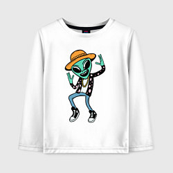 Лонгслив хлопковый детский Инопланетянин танцует, цвет: белый